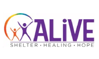 A logo of alive shelter, healing and hope.